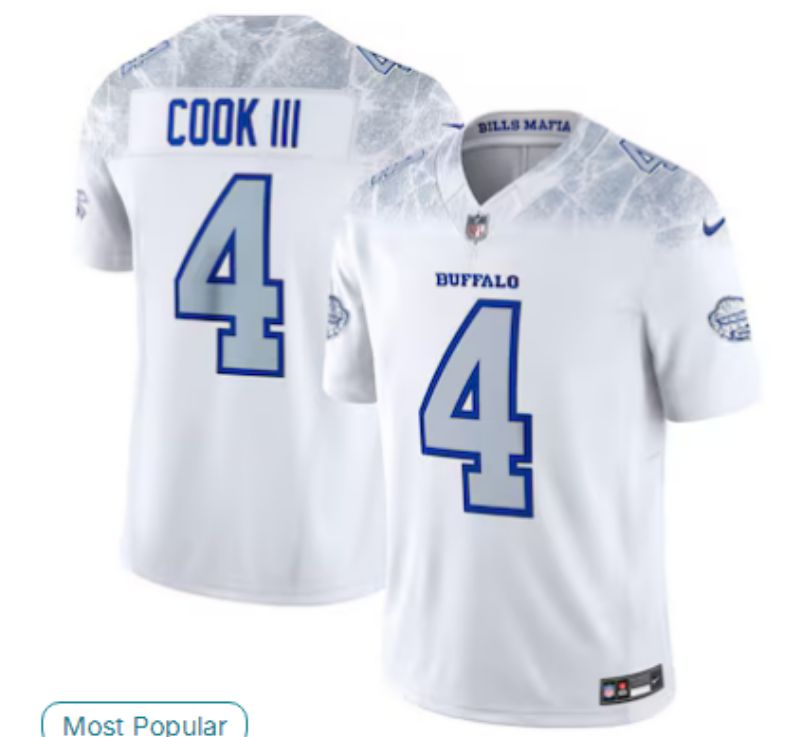Men 2025 Buffalo Bills 4 Cook iii white 5th generation Throwback Nike Limited NFL Jersey style 03